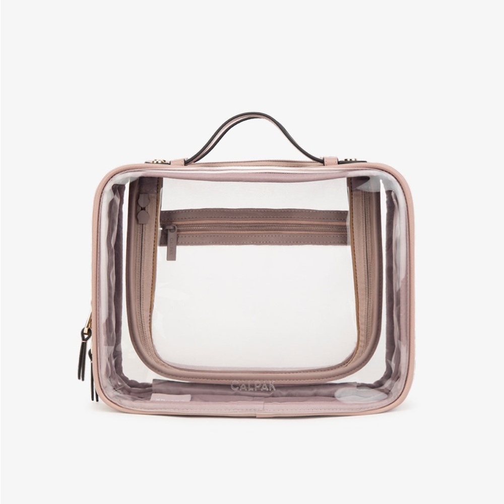 Calpak Large Clear Cosmetics Case in Mauve